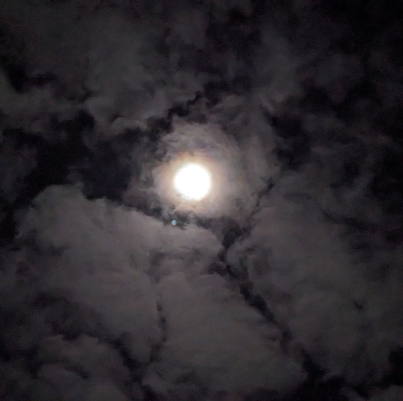 Moon with clouds, early evening