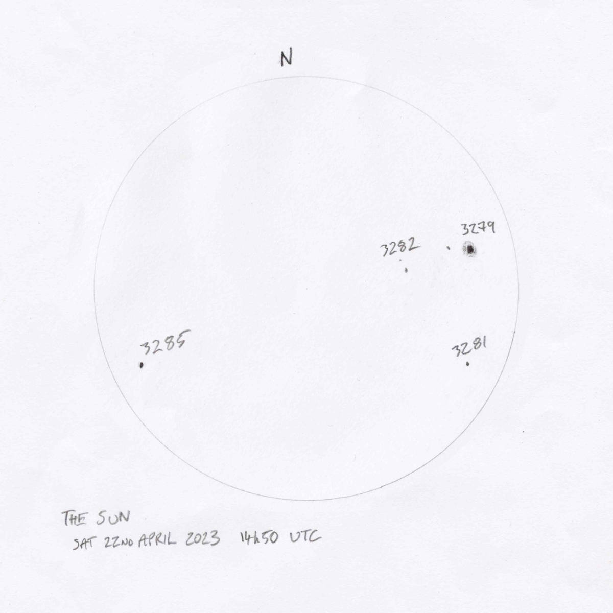 Sun 22-04-2023 with sunspot regions