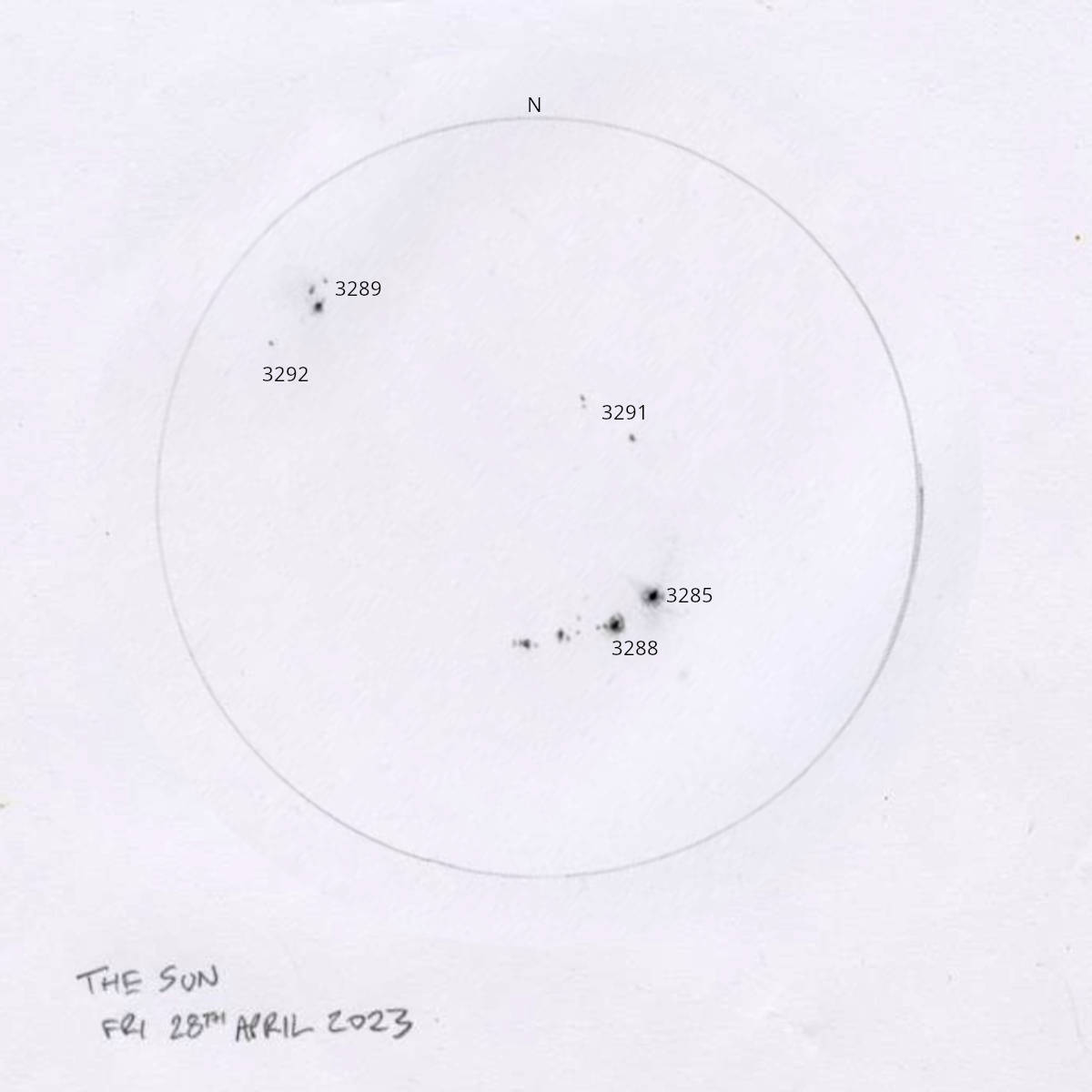 Sun 28-04-2023 with sunspot regions